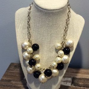 Ann Taylor pearl and black beads cluster necklace